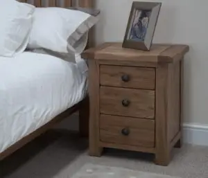 Rustic Oak 3 Drawer Bedside Cabinet